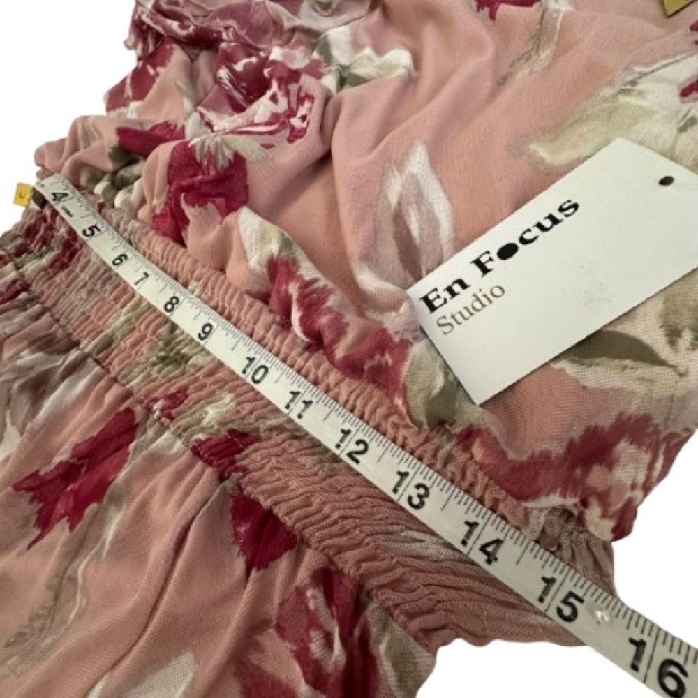 NWT Enfocus Studio Size 6 Pink Pleated Smocked Maxi Dress Short Fluttered Sleeve - Picture 11 of 16